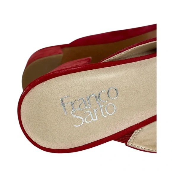 Franco Sarto Red Pointed Toe Suede Mules - Picture 7 of 8